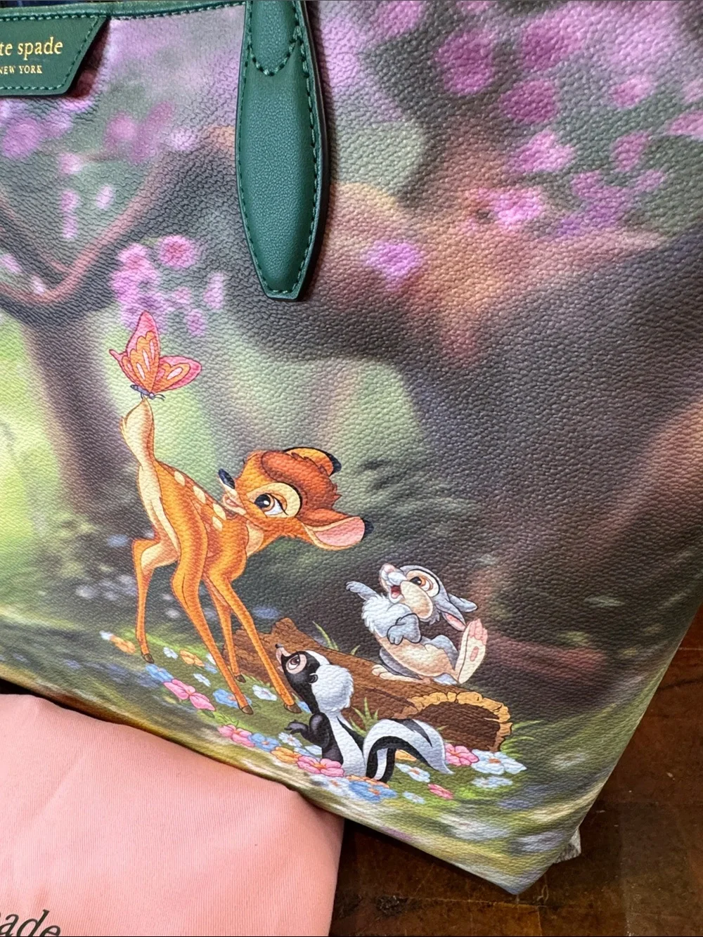 kate spade x Disney Bambi Print Tote with Green Handles